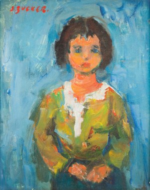 Jakub Zucker (1900 Radom - 1981 Nowy Jork), Portret dziewczynki na błękitnym tle