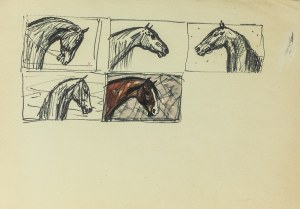 Ludwik MACIĄG (1920-2007), Pięć miniaturowych kompozycji przedstawiających głowę konia