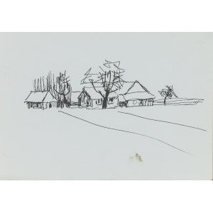 Ludwik MACIĄG (1920-2007), Sketch of a landscape with rural buildings