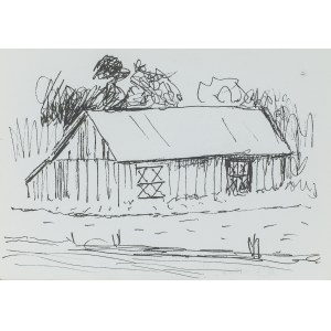 Ludwik MACIĄG (1920-2007), Sketch of a landscape with an outbuilding