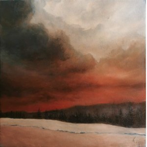 Agnieszka Skatuła, Red clouds over the marshes in Kalnica, 2022