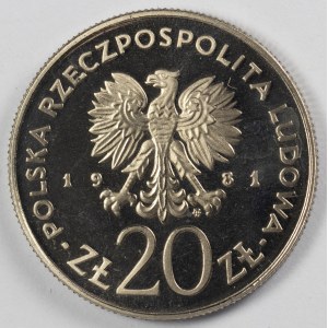 PRL. PRÓBA Nikiel. 20 zł. KOŚCIÓŁ MARIACKI, 1981.