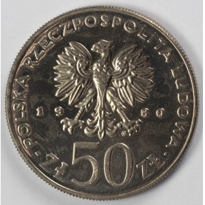 PRL. PROBE Nickel. 50 zl, 1980. KAZIMIERZ I ODNOWICIEL.