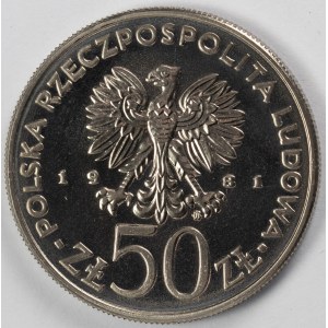 PRL. Abgetastetes Nickel. 50 zl, 1981. BOLESŁAW II WYMIAŁY.
