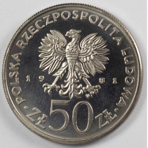 PRL. SAMPLE Nickel. 50 zl, 1981 WŁADYSŁAW SIKORSKI.