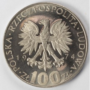 PRL. PROBE Nickel. 100 zl, 1974. SKŁODOWSKA-CURIE.