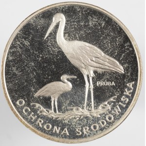PRL. PRÓBA Srebro. 100 zł, 1982. BOCIANY.