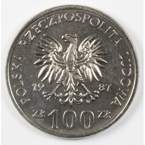 PRL. PRÓBA Nikiel. 100 zł, 1987. KAZIMIERZ III WIELKI.