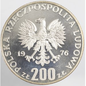 PRL. PRÓBA Srebro. 200 zł, 1976. IGRZYSKA XXI OLIMPIADY.