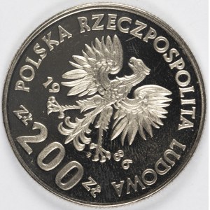 PRL. PRÓBA Nikiel. 200 zł, 1986. SOWA.