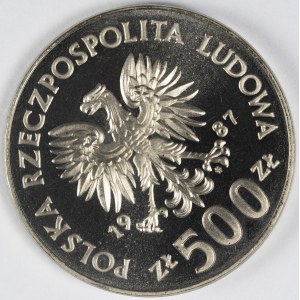 PRL. PROBE Nickel. 500 zl, 1987. ME W PI£CE NOŻNEJ. 1988.