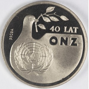 PRL. PRÓBA Nikiel. 1 000 zł, 1985. 40 LAT ONZ.