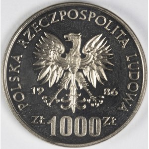 PRL. PRÓBA Nikiel. 1 000 zł, 1986. NARODOWY CZYN POMOCY SZKOLE.