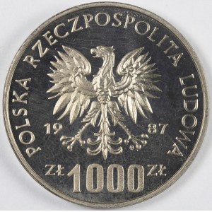 PRL. Niklová známka. 1 000 zl, 1987. KAZIMIERZ III WIELKI.