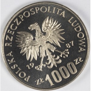 PRL. PRÓBA Nikiel. 1 000 zł, 1987. XV IGRZYSKA OLIMPIJSKIE 1988.