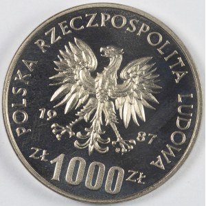 PRL. PROBE Nickel. 1 000 zl, 1987. XXIV IGRZYSKA OLIMPIJSKIE 1988.