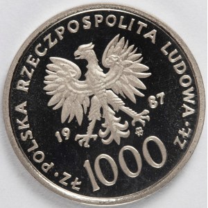 PRL. PRÓBA Nikiel. 1 000 zł, 1987. JAN PAWEŁ II.