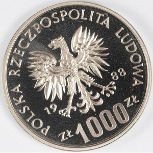 PRL. PRÓBA Nikiel. 1 000 zł, 1988. MŚ - WŁOCHY 1990.