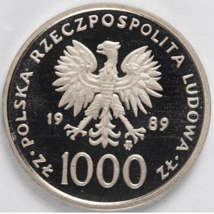 PRL. PROBE Nickel. 1 000 zl, 1989. JAN PAWEŁ II.