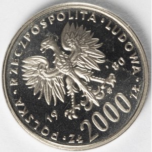 PRL. PROBE Nickel. 2.000 zl, 1980. dreizehnte olympische Spiele.
