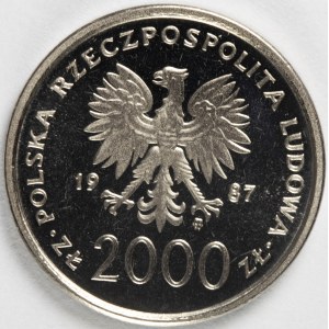 PRL. PROBE Nickel. 2 000 zl, 1987 JAN PAWEŁ II.