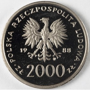 PRL. PRÓBA Nikiel. 2 000 zł, 1988. JAN PAWEŁ II.