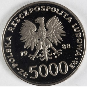 PRL. PRÓBA Nikiel. 5 000 zł, 1988. JAN PAWEŁ II.