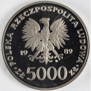PRL. PRÓBA Nikiel. 5 000 zł, 1989. JAN PAWEŁ II.