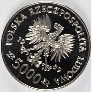 PRL. PROBE Nickel. 5.000 zl, 1989. Rettung der Denkmäler von Torun.