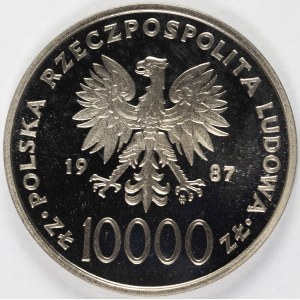PRL. PRÓBA Nikiel. 10 000 zł, 1987. JAN PAWEŁ II.