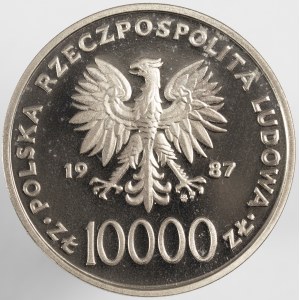 PRL. PROBE Nickel. 10 000 zl, 1987 JAN PAWEŁ II.