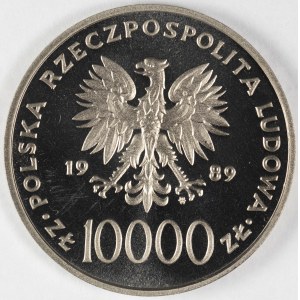 PRL. PRÓBA Nikiel. 10 000 zł, 1989. JAN PAWEŁ II.
