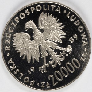 PRL. PROBE Nickel. 20.000 zl, 1989 Weltmeisterschaft - ITALIEN 1990.