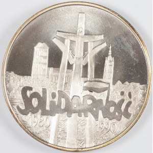 PRL. Silber. 100.000 zl, 1990. SOLIDARITÄT (ohne die Aufschrift Versuch).