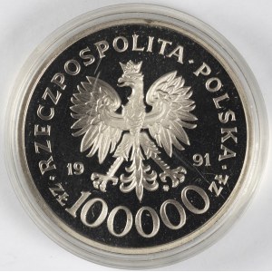 PRL. PRÓBA Nikiel. 100 000 zł, 1991. ŻOŁNIERZ POLSKI NA FRONTACH II WOJNY ŚWIATOWEJ-NARVIK 1940.