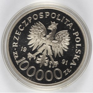 PRL. Nickel-Briefmarke. 100.000 PLN, 1991. Soldat von Polen an den Grenzen des Zweiten Weltkriegs-MJR HUBAL.