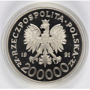 PRL. PROBE Nickel. 200.000 zl, 1991. XVI ZIMOWE IGRZYSKA OLIMPIJSKIE.