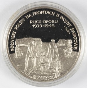 PRL. PROBE Nickel. 200.000 zl, 1993. Soldat von Polen an den Grenzen des Zweiten Weltkriegs - die Widerstandsbewegung.