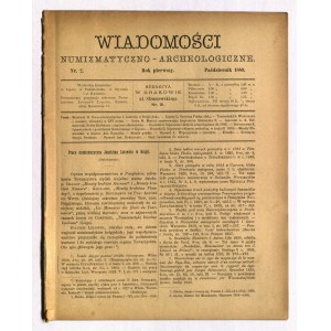 WIADOMOŚCI Numizmatyczno-Archeologiczne. No. 2: October 1889, ff. 25-56, in no. tamtéž: H. Merzbach ...