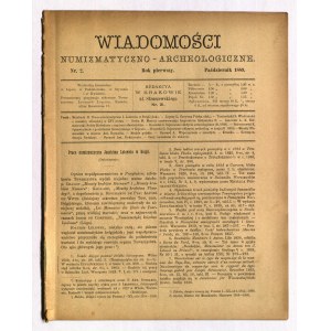 WIADOMOŚCI Numizmatyczno-Archeologiczne. Nr 2: październik 1889, łam 25-56, w nr m. in.: H. Merzbach…
