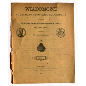 WIADOMOŚCI Numizmatyczno-Archeologiczne. Rok 1889-1892, T. I: Spis Rzeczy, k. 8, luzem, rozdarta str…