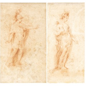 EMILIAN SCHOOL, 18th CENTURY, a) Apollo; b) Diana. Pair of drawings