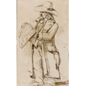 FRENCH ARTIST, 19th CENTURY, Man with beard, hat and newspaper