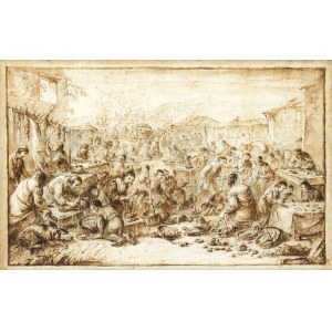 FRANCESCO SIMONINI (Parma, 1686 - Venice, 1753) ATTRIBUTED TO, Large market scene