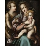 GIOVAN BATTISTA DEL VERROCCHIO (Firenze, 1494 - 1569), Madonna con il Bambino e San Giovannino