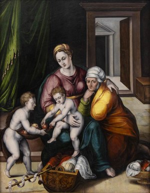 CIRCLE OF GIULIO ROMANO, 16th CENTURY, Madonna and Child, Saint Anne and Saint John 