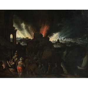 FLEMISH ARTIST, LATE 16th CENTURY, The burning of Troy