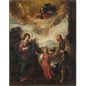 TUSCAN SCHOOL, 17th CENTURY, Trinity and the Holy Family in a landscape