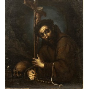 WORKSHOP OF BERNARDO STROZZI (Campo Ligure, 1581 - Venice, 1644), Saint Francis embracing the crucifix