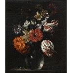 ROMAN SCHOOL, 17th CENTURY, a) Still life with chrysanthemums, narcissus and tulips; b) Still life with roses, tulip and lily of the valley. Pair of paintings